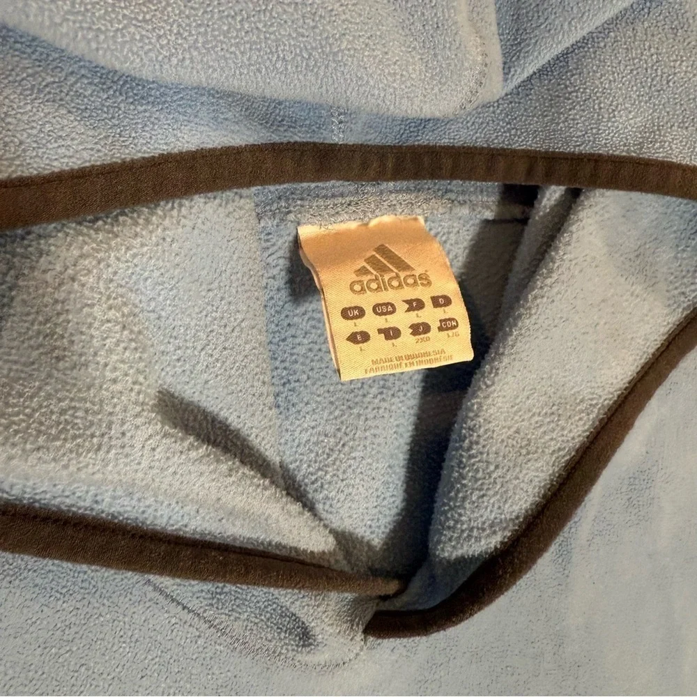 Adidas Fleece Pullover Men’s Size Large Light Blue Black Trim Y2K Logo Winter